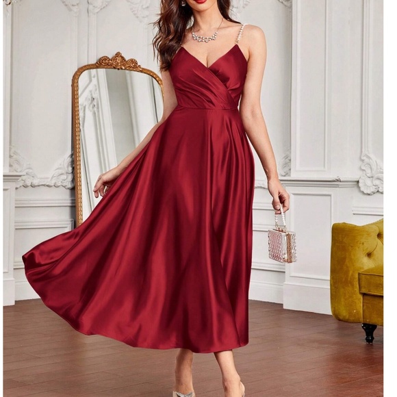 Luxe Satin Evening Formal Black tie Party Wedding Dress - Picture 2 of 7